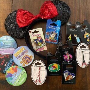Disney Pin, Button, and Ears Lot | Retired Pins | Disneyland Paris & Parks
